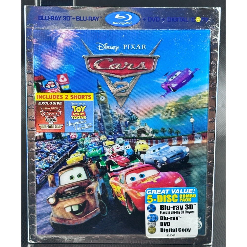Disney Pixar Cars 2 5 Disc 3D Blu Ray DVD Digital Copy Combo Pack